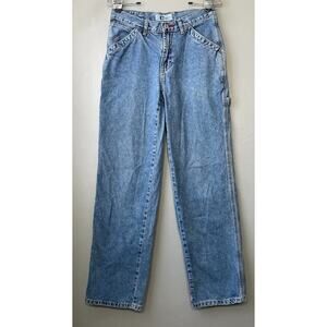 Arizona Juniors Size 3 Straight Leg Rigid Denim Baggy Carpenter Blue Jeans Y2K